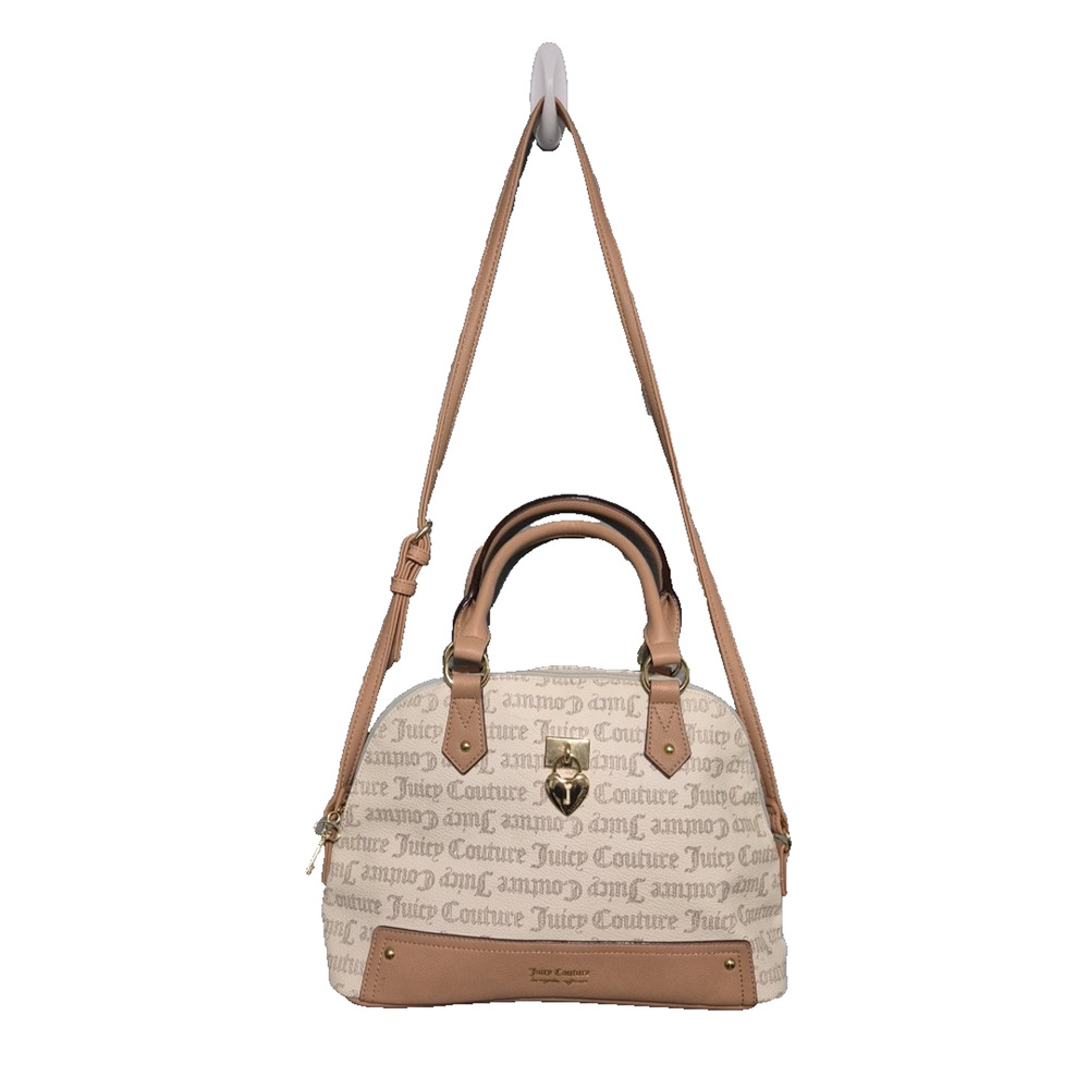 Juicy Couture Shoulder Bag Dome Satchel Medium Pecan White Under Lock & Key